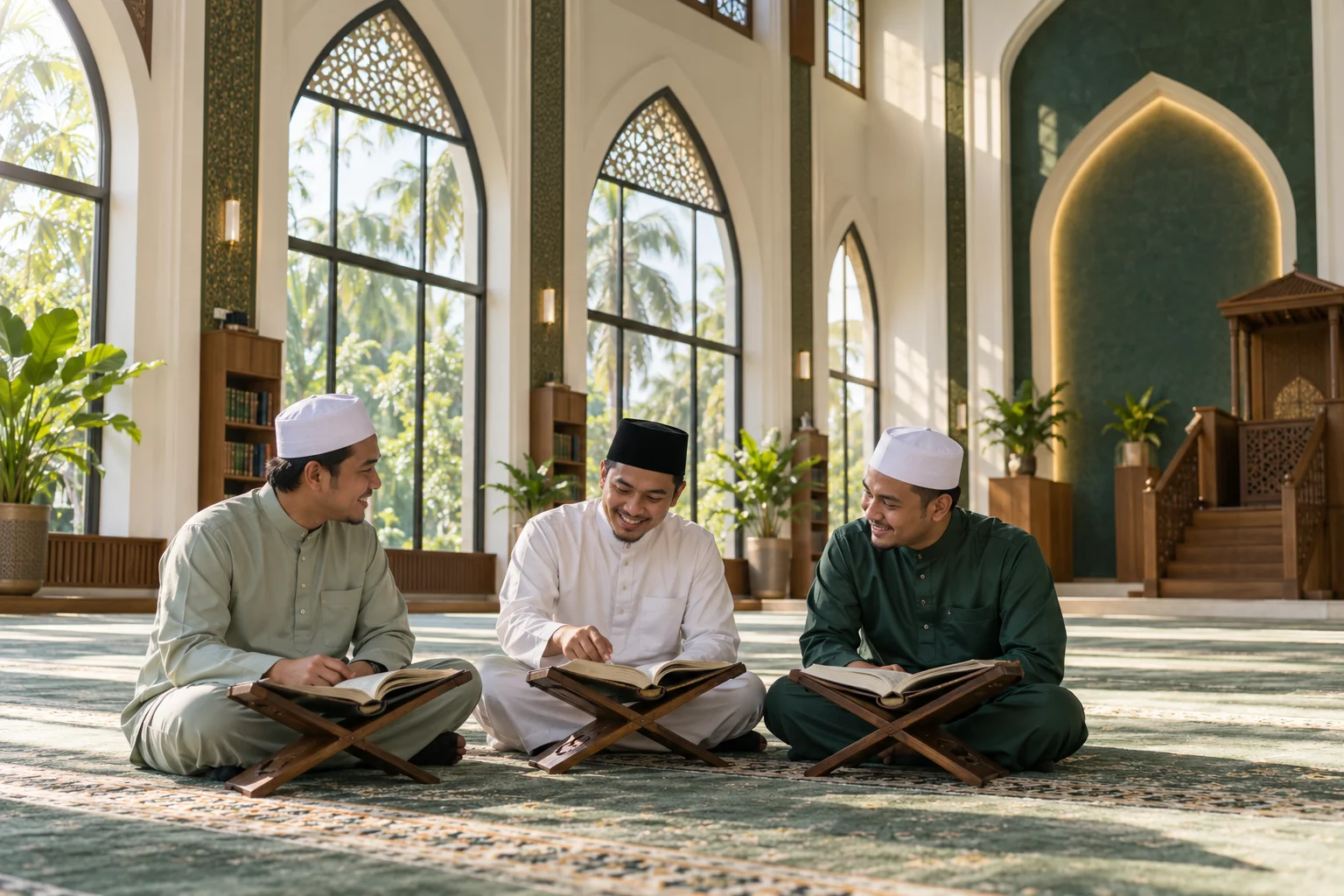 Ilustrasi AI suasana pembelajaran Al-Quran yang tenang